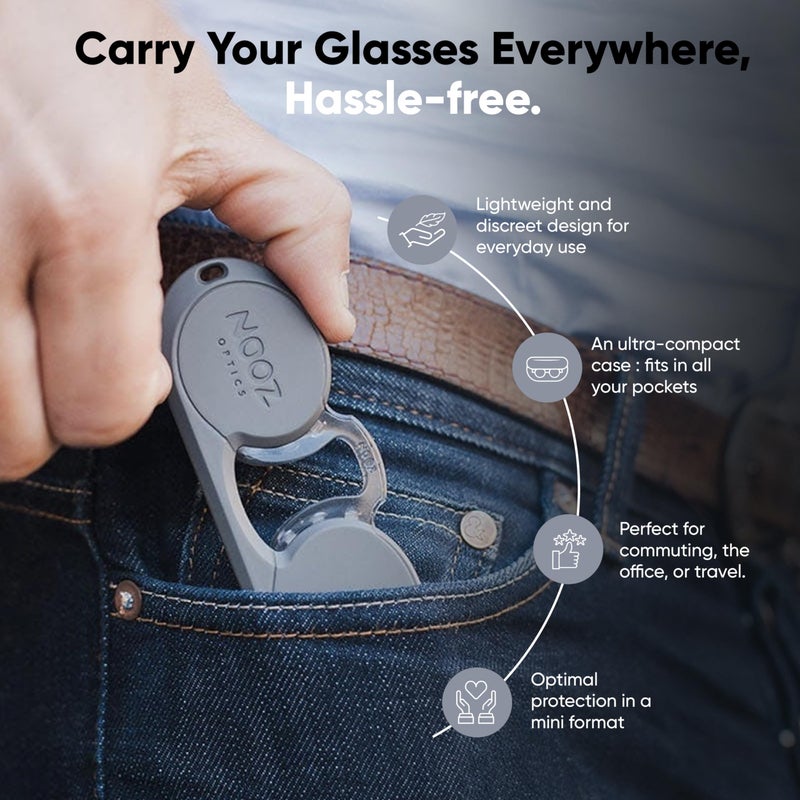 NOOZ Armless Reading Glasses for Women & Men â€“ Ultra-Lightweight 6g - Presbyopia Readers with Keychain Case - Rectangular - Silver - 1,5 - Image 3